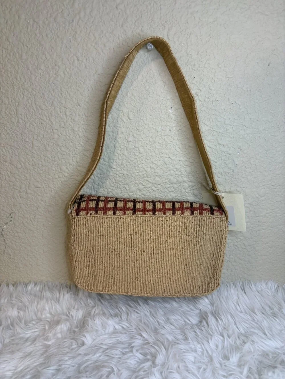 Viral 3D Sheep Beaded Shoulder Bag Plaid TikTok Quirky Farmcore NWT